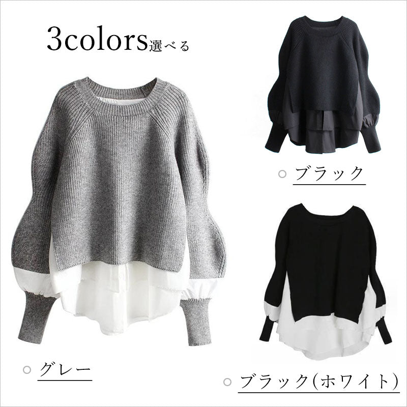 RA822  ニット＋シャツが一体デザイン