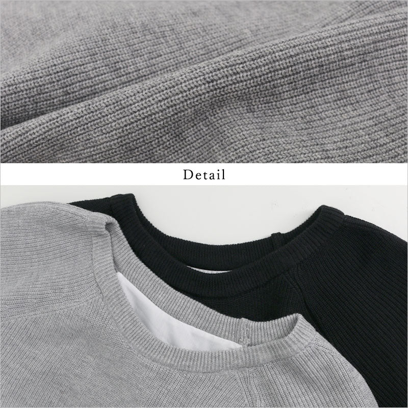 RA822  ニット＋シャツが一体デザイン