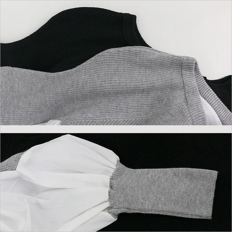 RA822  ニット＋シャツが一体デザイン