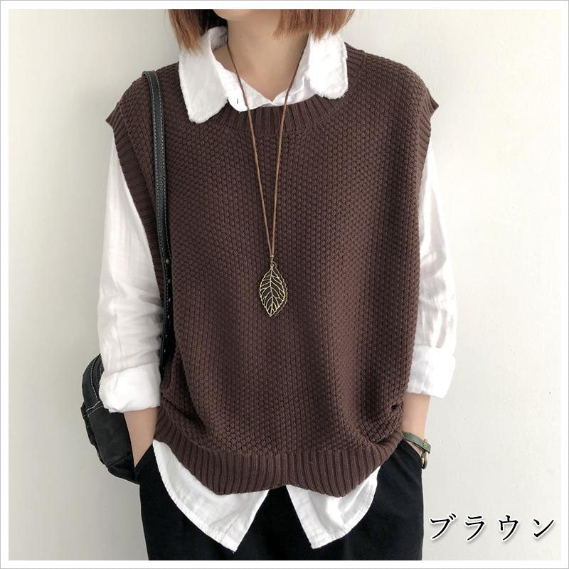 RA829  ニットベスト 重ね着 シンプル おしゃれ