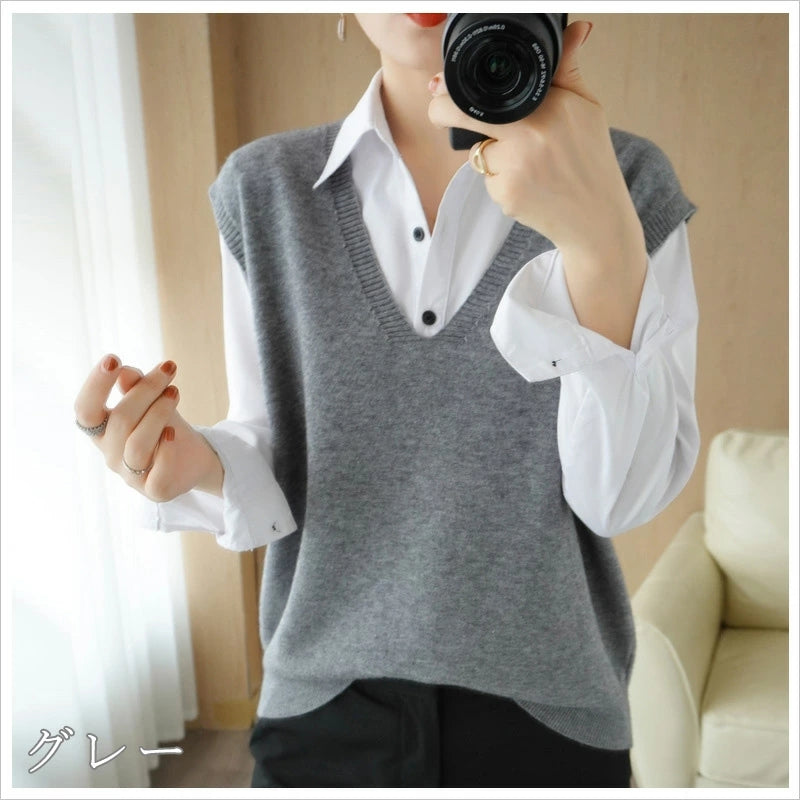 RA841 Vネットベスト ニットベスト