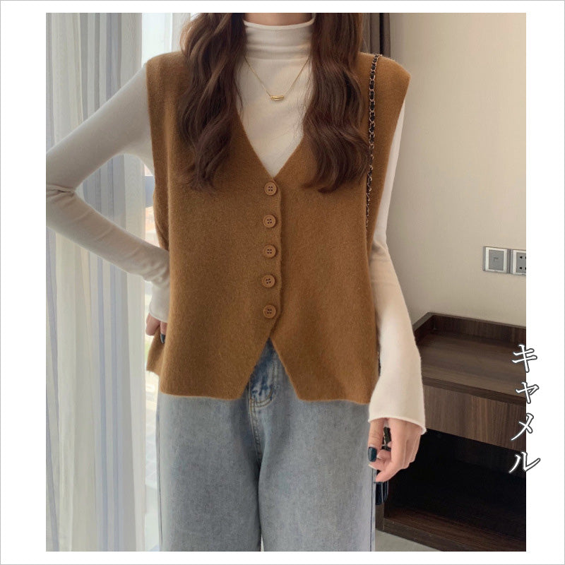 RA842 ニットベスト レディース Vネック