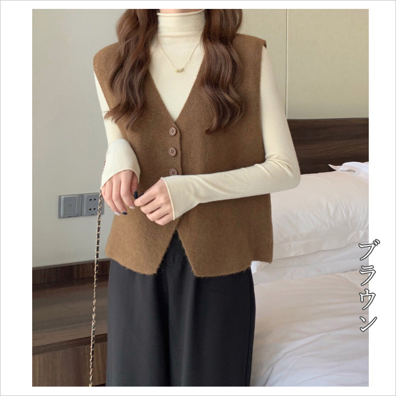 RA842 ニットベスト レディース Vネック