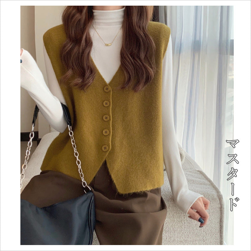 RA842 ニットベスト レディース Vネック