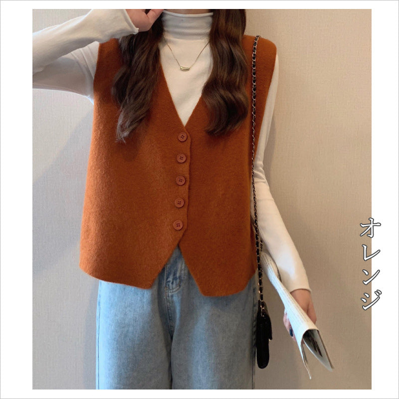 RA842 ニットベスト レディース Vネック