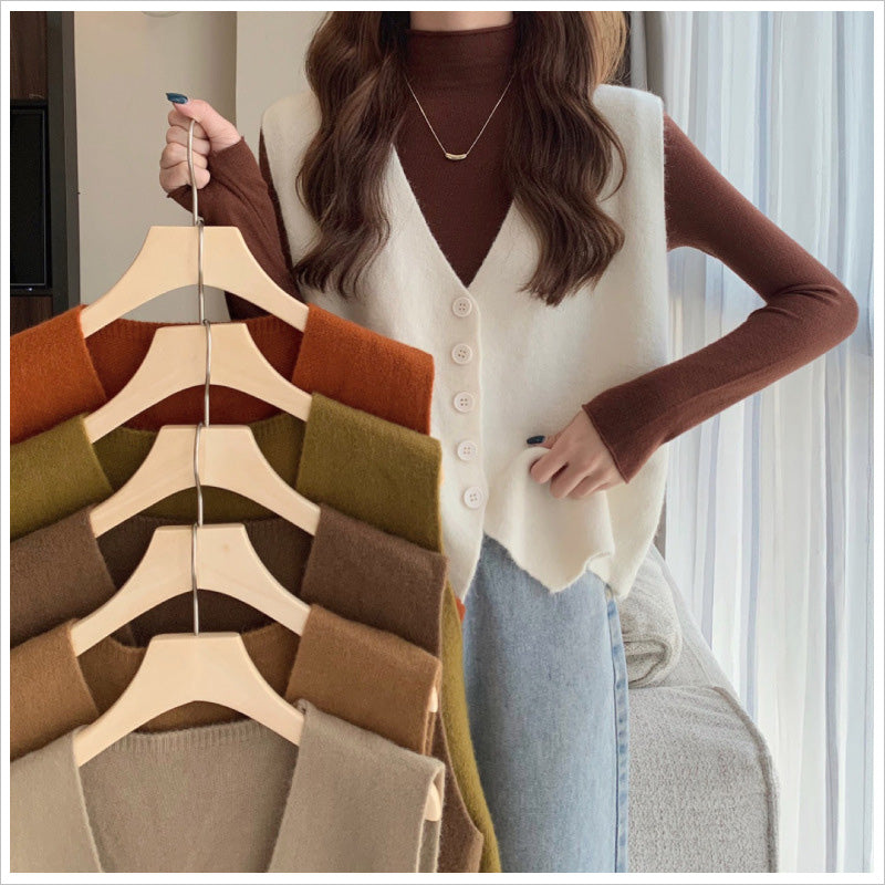 RA842 ニットベスト レディース Vネック