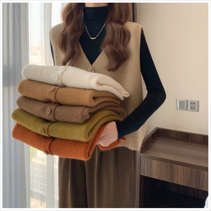 RA842 ニットベスト レディース Vネック