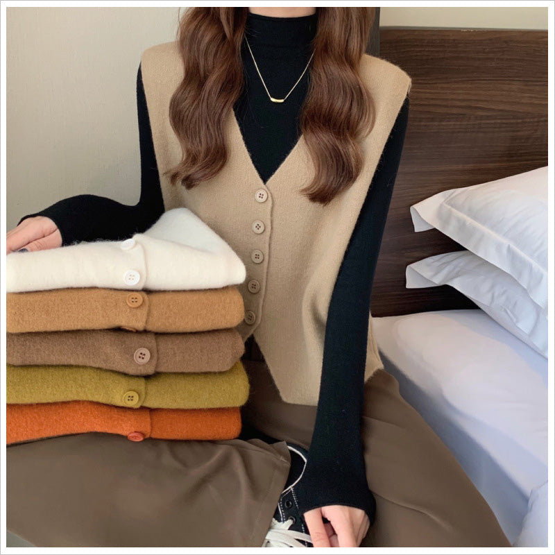 RA842 ニットベスト レディース Vネック