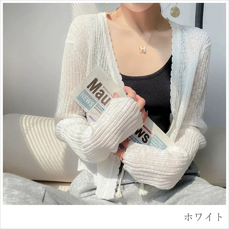 RA862　カーディガン UVカット 冷房対策 接触冷感 速乾