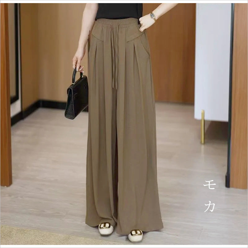 RA864 ドレープワイドパンツ 懸垂性 サラサラした生地  接触冷感 体型カバー