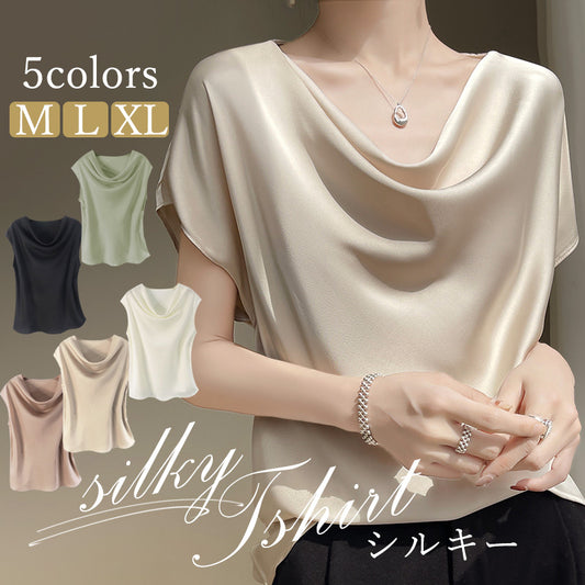 RA867　光沢感シルキー Tシャツ