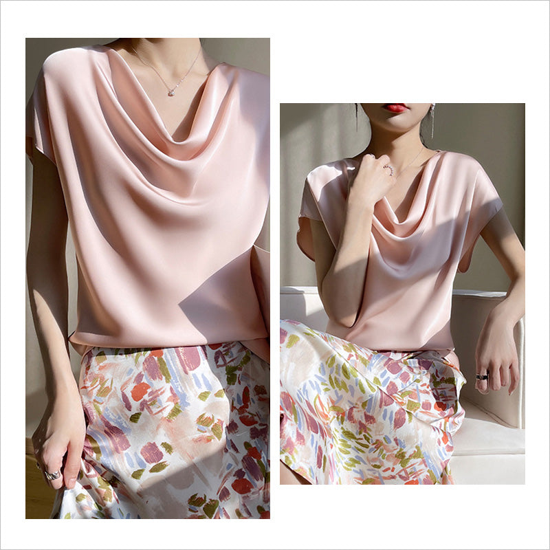 RA867　光沢感シルキー Tシャツ