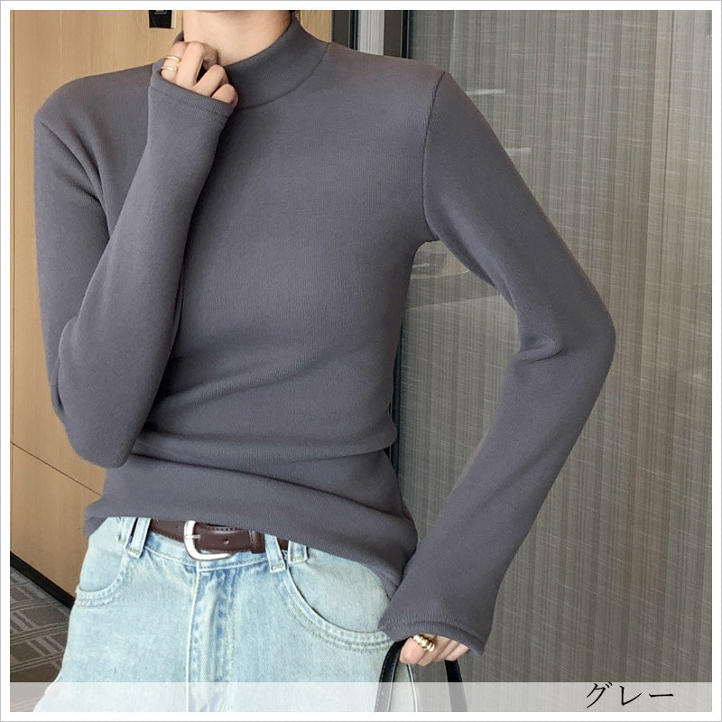 RA908 裏起毛 インナー ハイネック カットソー