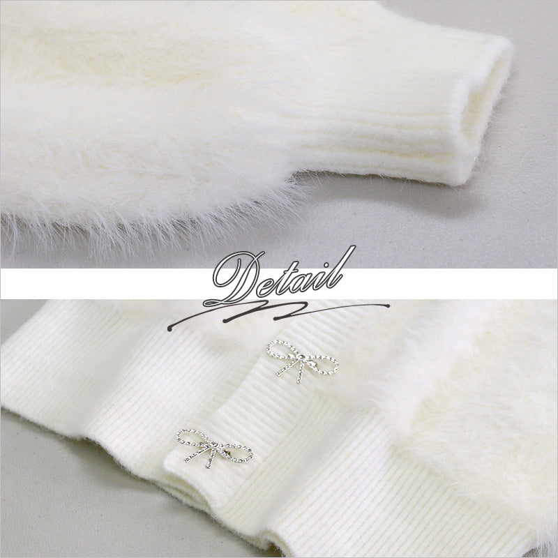 RA924 レディース カーディガン リボン付き