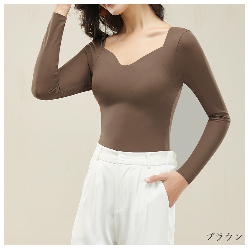 RA953   長袖 カップ付き インナー レディース トップス