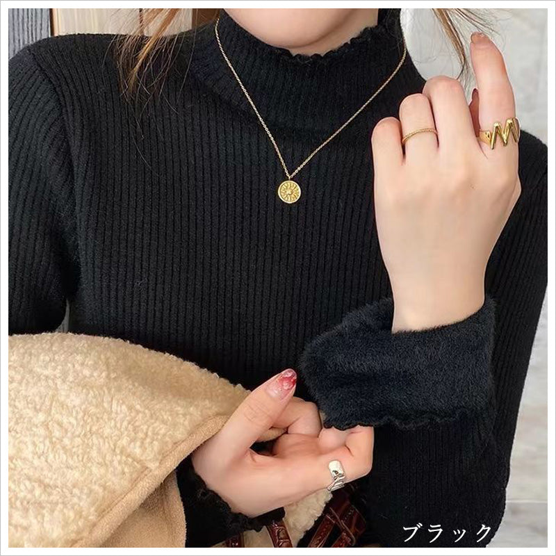 RA954   裏起毛 インナー ハイネック カットソー