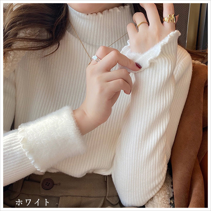 RA954   裏起毛 インナー ハイネック カットソー