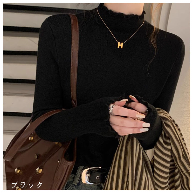 RA954   裏起毛 インナー ハイネック カットソー