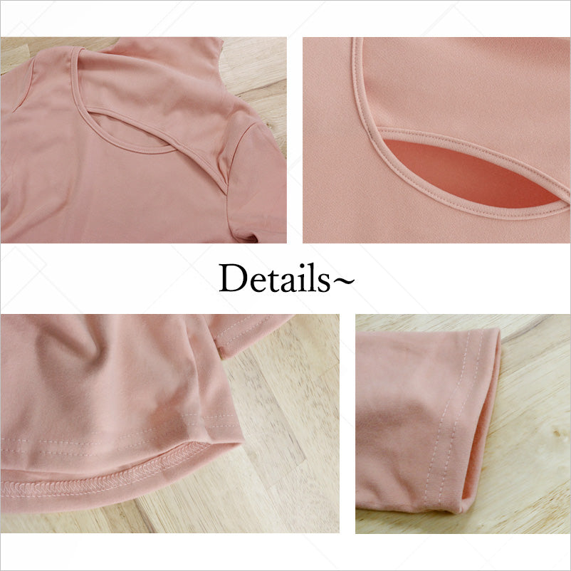 RA969  長袖 トップス カットソー ハイネック 胸開き セクシー 大人可愛い エレガント