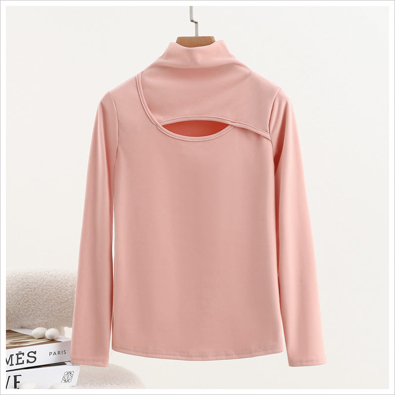 RA969  長袖 トップス カットソー ハイネック 胸開き セクシー 大人可愛い エレガント