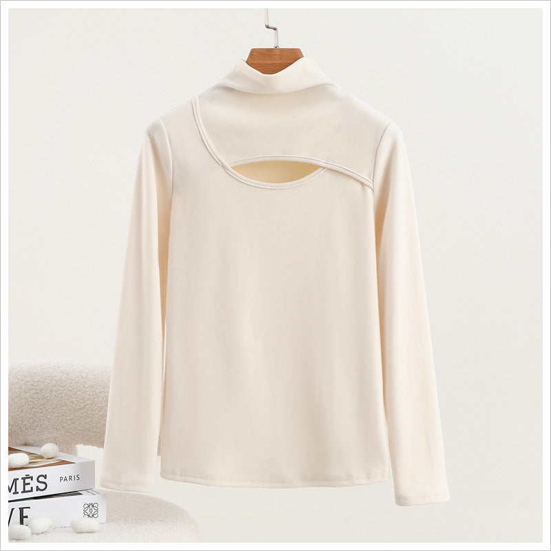 RA969  長袖 トップス カットソー ハイネック 胸開き セクシー 大人可愛い エレガント