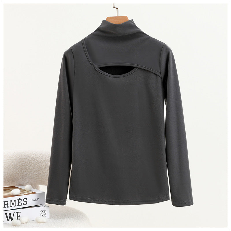 RA969  長袖 トップス カットソー ハイネック 胸開き セクシー 大人可愛い エレガント