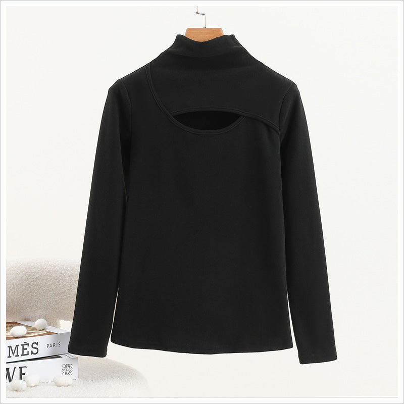 RA969  長袖 トップス カットソー ハイネック 胸開き セクシー 大人可愛い エレガント