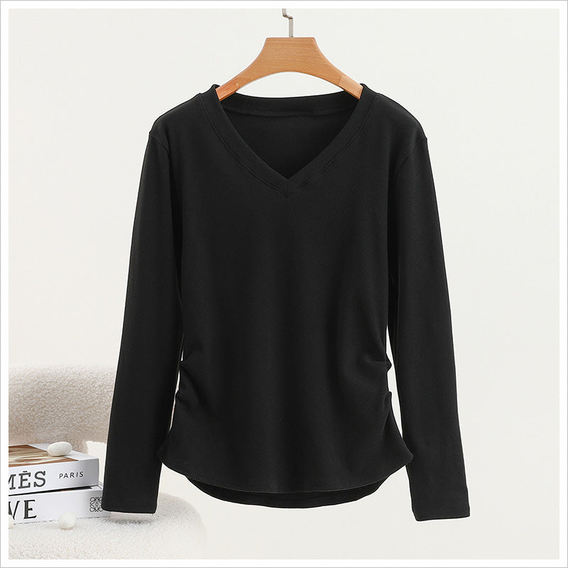 RA971 長袖 トップス カットソー Vネック デザイン おしゃれ 上品 スタイルアップ カジュアル