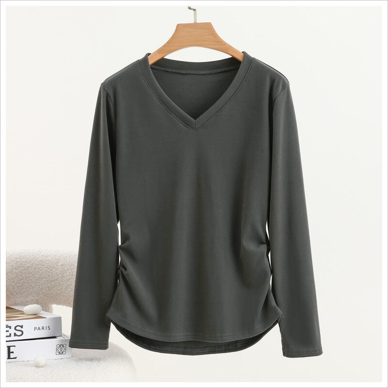 RA971 長袖 トップス カットソー Vネック デザイン おしゃれ 上品 スタイルアップ カジュアル