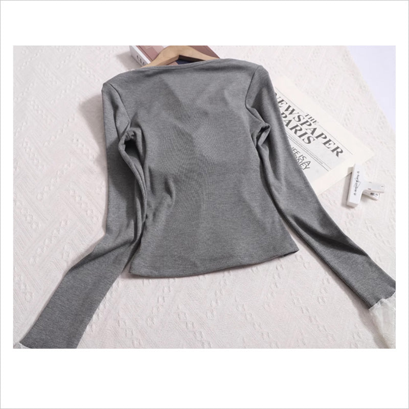 RA979 カットソー 長袖 トップス 大人可愛い エレガント  レース カップ付き