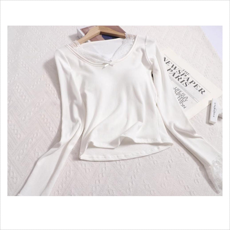 RA979 カットソー 長袖 トップス 大人可愛い エレガント  レース カップ付き