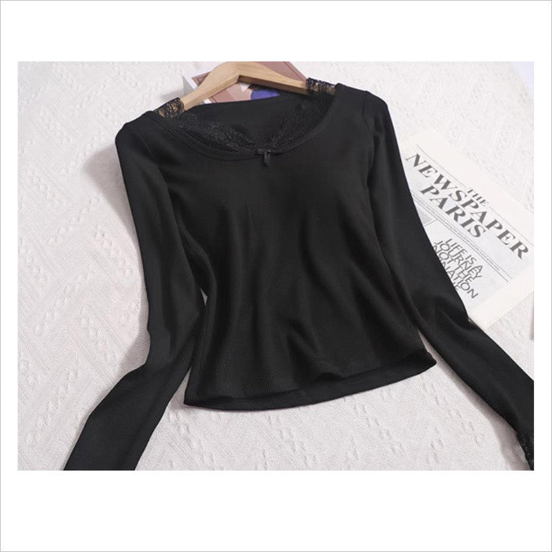 RA979 カットソー 長袖 トップス 大人可愛い エレガント  レース カップ付き