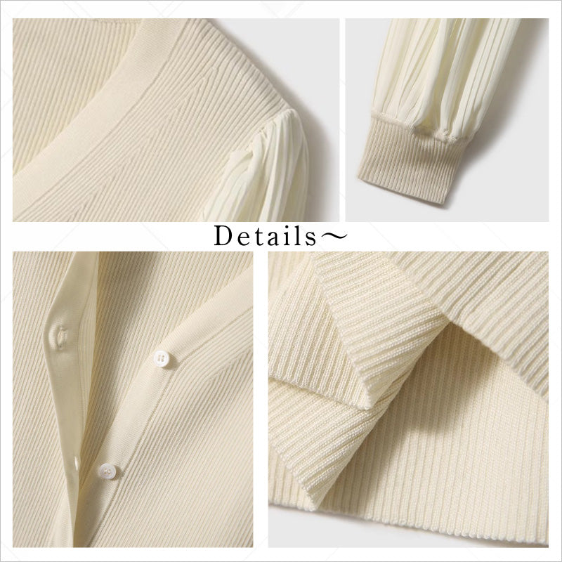 RA980 カーディガン 長袖 ニット Vネック トップス 大人可愛い エレガント フェミニン