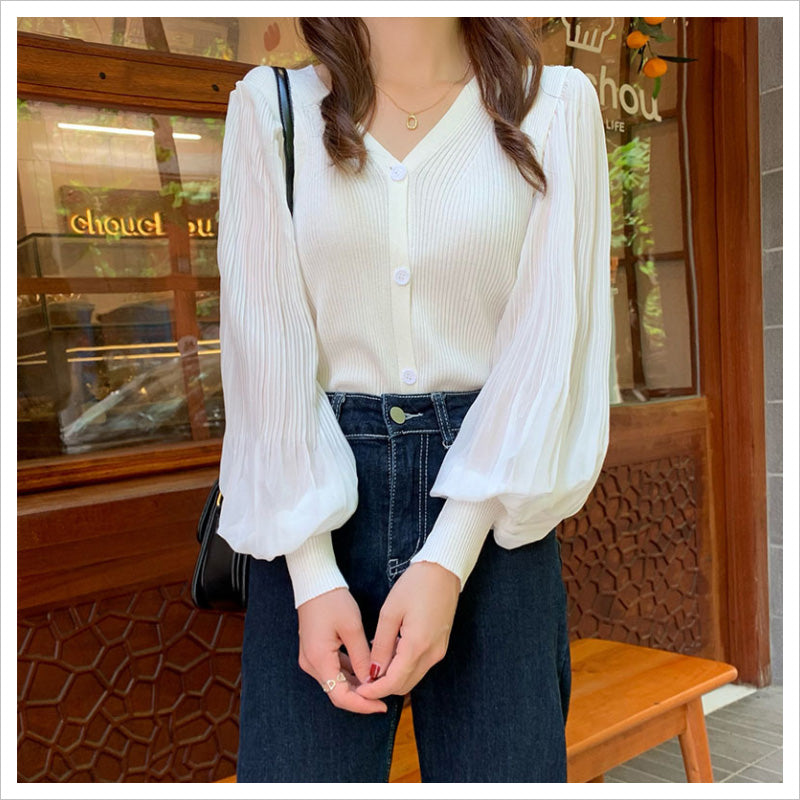 RA980 カーディガン 長袖 ニット Vネック トップス 大人可愛い エレガント フェミニン