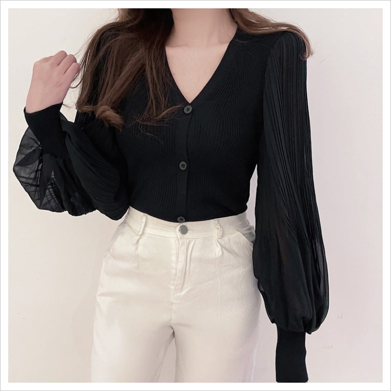 RA980 カーディガン 長袖 ニット Vネック トップス 大人可愛い エレガント フェミニン