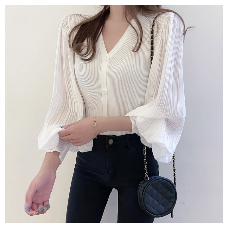 RA980 カーディガン 長袖 ニット Vネック トップス 大人可愛い エレガント フェミニン