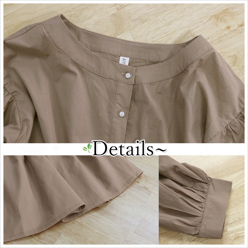 RA981  チュニック ブラウス シャツ トップス 2WAY シアー ティアード 七分袖 ボリューム袖