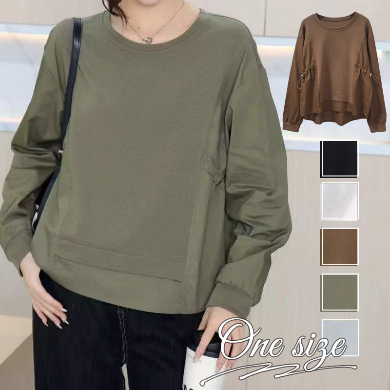 RA986 トップス 長袖 カットソー プルオーバー レディース ギャザー ドロスト