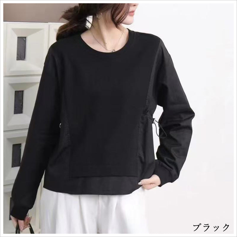 RA986 トップス 長袖 カットソー プルオーバー レディース ギャザー ドロスト