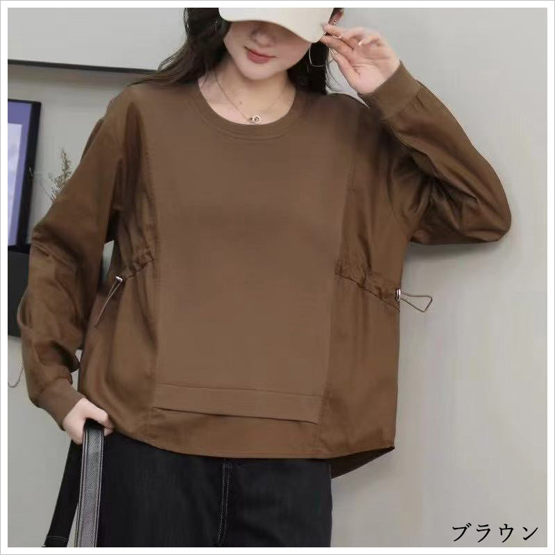 RA986 トップス 長袖 カットソー プルオーバー レディース ギャザー ドロスト