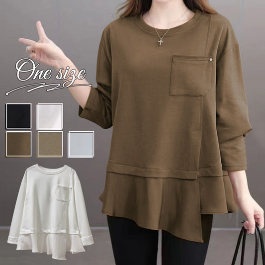 RA987 トップス ゆったり フィット リラックス レイヤードスタイル 異素材