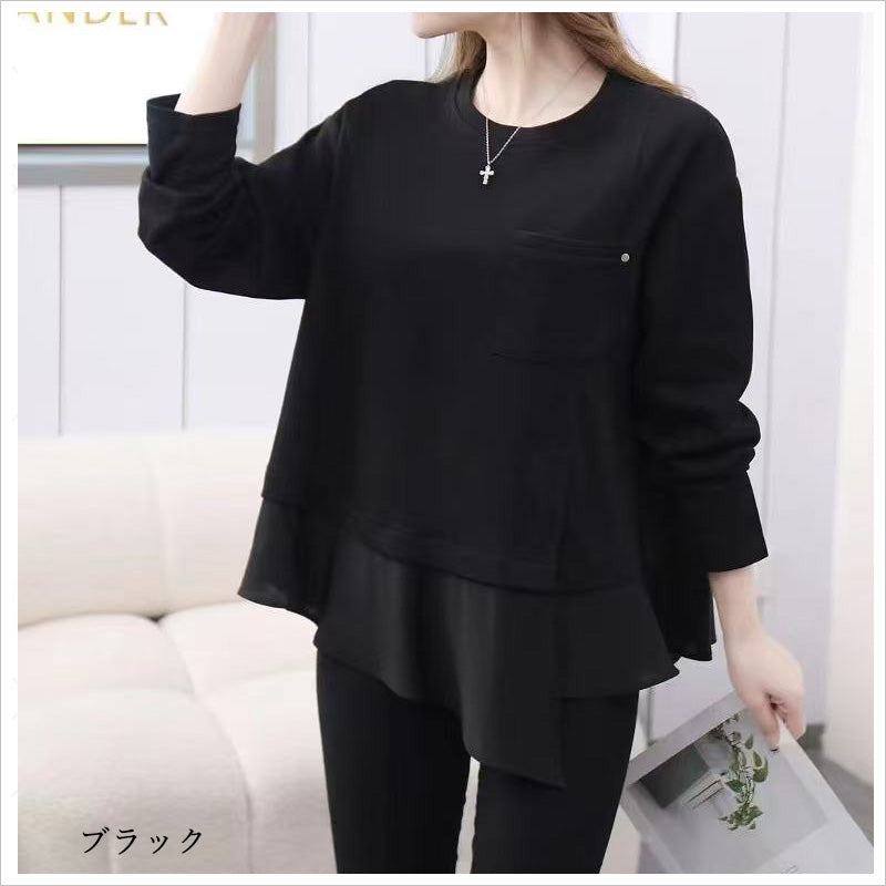 RA987 トップス ゆったり フィット リラックス レイヤードスタイル 異素材