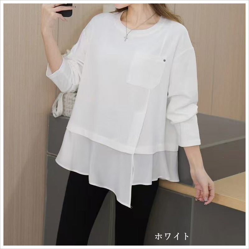 RA987 トップス ゆったり フィット リラックス レイヤードスタイル 異素材