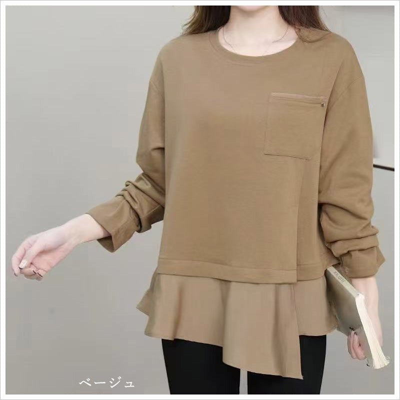 RA987 トップス ゆったり フィット リラックス レイヤードスタイル 異素材