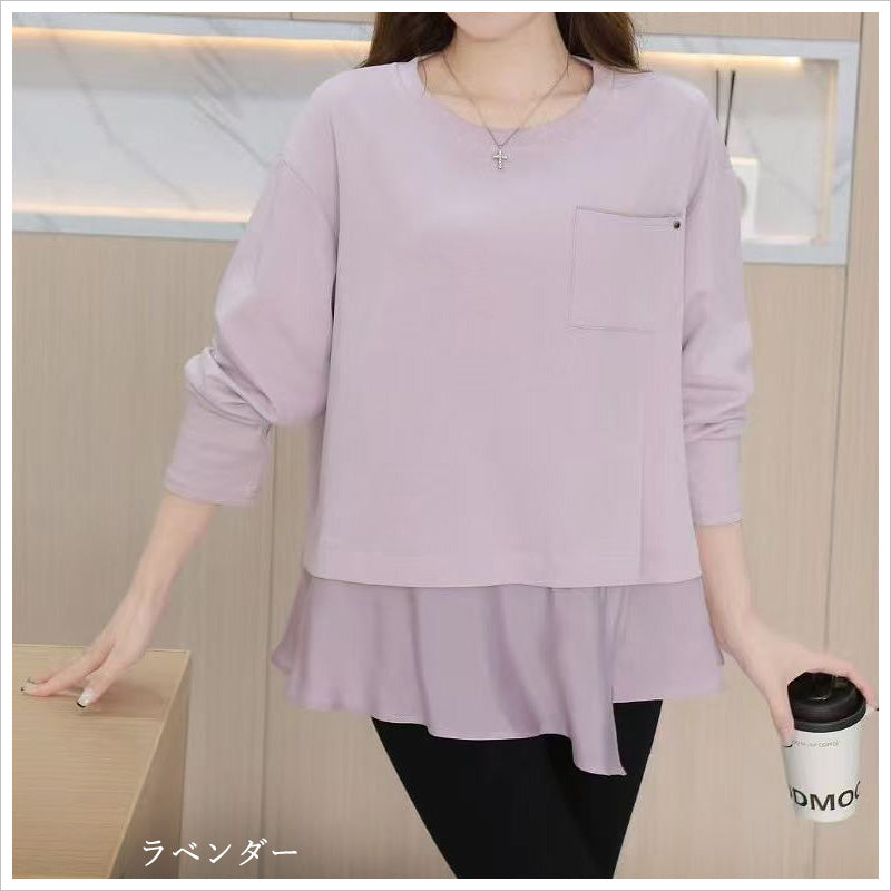 RA987 トップス ゆったり フィット リラックス レイヤードスタイル 異素材