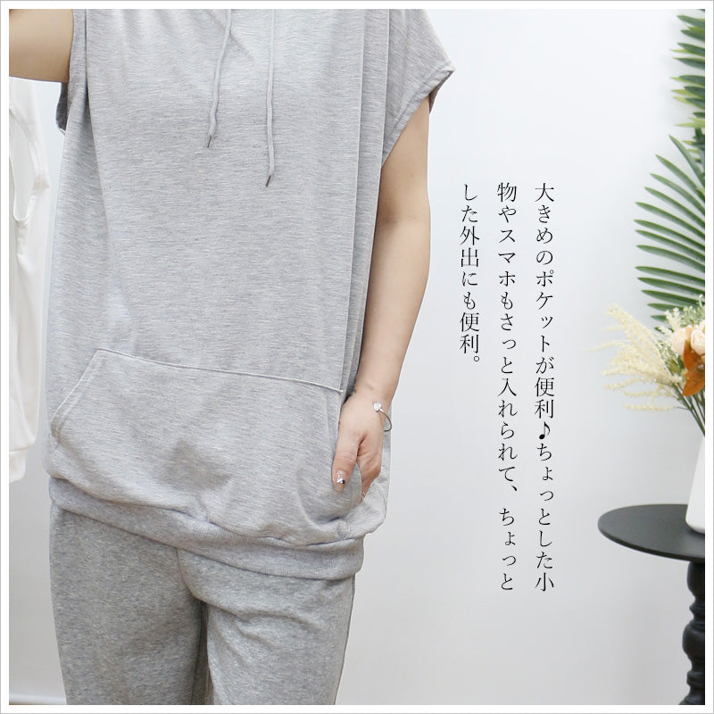 RA991  ノースリーブパーカー レディース フード付きパーカー 夏用 トップス