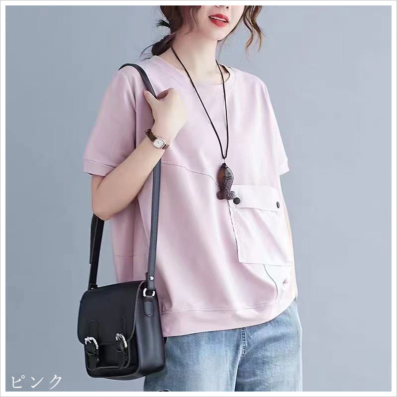 RA994  トップス ゆったり フィット リラックス オーバーサイズ 体型カバー スタイリッシュ