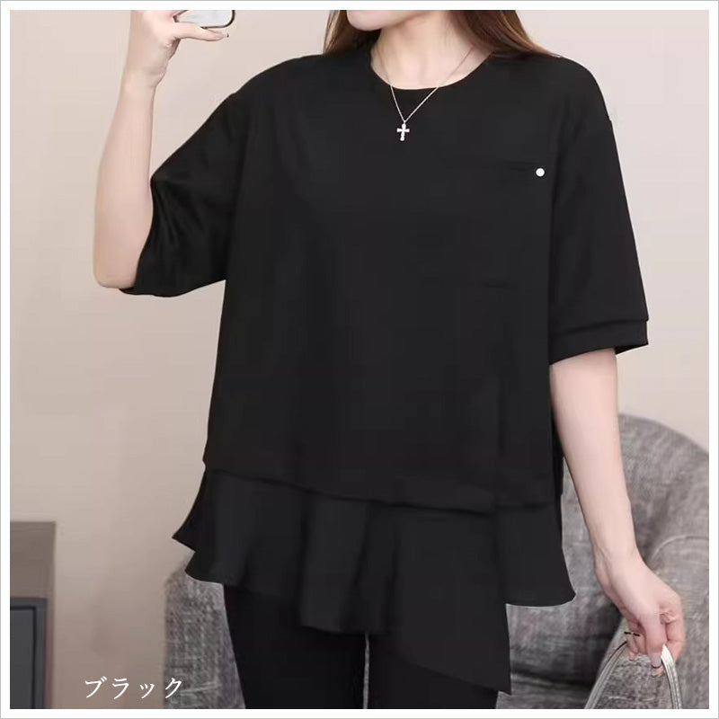 RA997 トップス プルオーバー ゆったり フィット リラックス オーバーサイズ 体型カバー