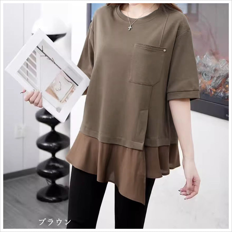 RA997 トップス プルオーバー ゆったり フィット リラックス オーバーサイズ 体型カバー