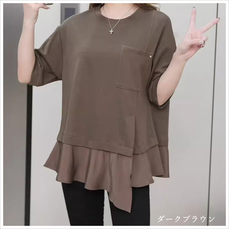 RA997 トップス プルオーバー ゆったり フィット リラックス オーバーサイズ 体型カバー